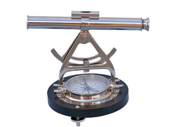 Chrome Alidade Compass 14in.: Chrome Alidade Compass 14in. -- The Hampton Nautical Chrome Alidade Compass with telescope and bubble level is a beautiful nautical gem. Its beauty proves to be a perfect accent for spaces such as des