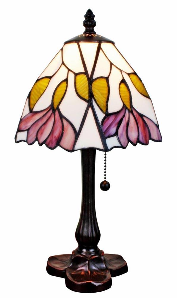 LIGHTING TIFFANY STYLE 15.5-INCH FLORAL MINI TABLE LAMP: LIGHTING TIFFANY STYLE 15.5-INCH FLORAL MINI TABLE LAMP -- This Tiffany Style lamp is handcrafted using the same techniques that were developed by Louis Comfort Tiffany in the early 1900s. A dark brow