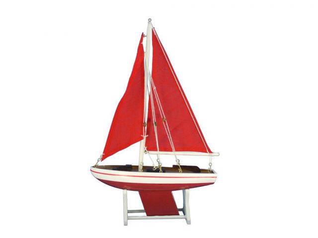 Wooden It Floats 12in. - Red with Red Sails Floating Sa: Wooden It Floats 12in. - Red with Red Sails Floating Sailboat Model -- Our new?It Floats?- Red with Red Sails model salboat is freshly designed with increased craftsmanship and is our debut float alon