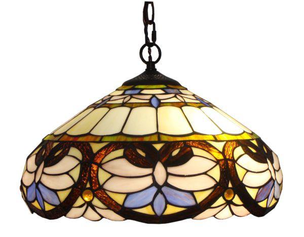 LIGHTING TIFFANY STYLE BAROQUE PENDANT LAMP: LIGHTING TIFFANY STYLE BAROQUE PENDANT LAMP -- The rich baroque style is captured elegantly in this bright pendant light accented with colorful patterns. This piece from LIGHTING is handcrafted using 