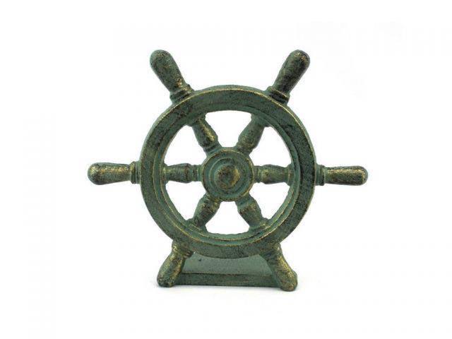 Antique Bronze Cast Iron Ship Wheel Door Stopper 9in.: Antique Bronze Cast Iron Ship Wheel Door Stopper 9in. -- Antique Bronze Cast Iron Ship Wheel Door Stopper 9in. #21ST14148