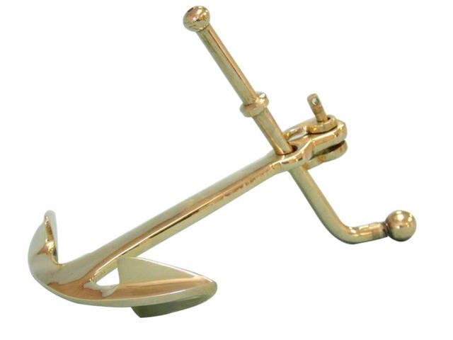 Solid Brass Anchor Paperweight 5in.: Solid Brass Anchor Paperweight 5in. -- The Hampton Nautical Solid Brass Anchor Paperweight 5in. is a great addition to any desktop. Handcrafted from solid brass this reliable solid paperweight securel