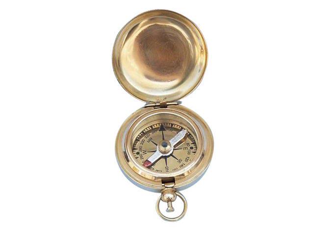 Solid Brass Scouts Push Button Compass 2in.: Solid Brass Scouts Push Button Compass 2in. -- The Hampton Nautical Solid Brass Scouts Push Button Compass 2in. has a polished mirror-like shine and is a great companion for the true navigator. #21ST9