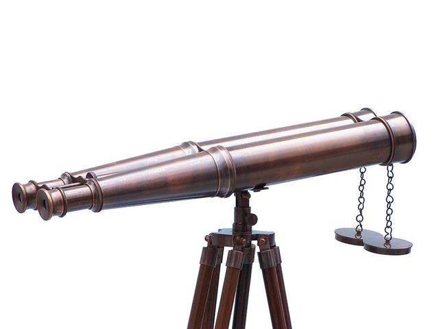 Floor Standing Admirals Antique Copper Binoculars 62in.: Floor Standing Admirals Antique Copper Binoculars 62in. -- The Floor Standing Admirals Antique Copper Binoculars 62in. comes complete with a rare and expensive shisham wood tripod stand and is the per