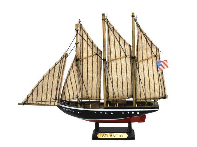 Wooden Atlantic Model Sailboat Decoration 7in.: Wooden Atlantic Model Sailboat Decoration 7in. -- Wooden Atlantic Model Sailboat Decoration 7in. #21ST50423