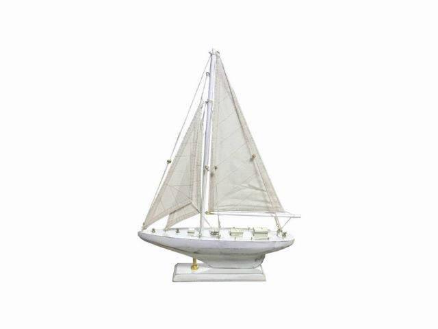 Wooden Rustic Whitewashed Pacific Sailer Model Sailboat: Wooden Rustic Whitewashed Pacific Sailer Model Sailboat Decoration 17in. -- Wooden Rustic Whitewashed Pacific Sailer Model Sailboat Decoration 17in. #21ST50400