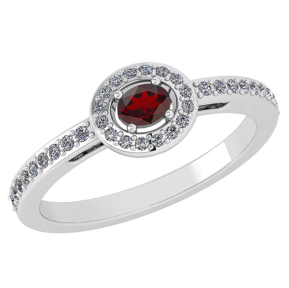 Certified 0.29 Ctw Garnet And Diamond 14k White Gold Ha: Certified 0.29 Ctw Garnet And Diamond 14k White Gold Halo Ring VS/SI1 -- Center Stone Weight ; 0.21 Ctw (1 Pcs Oval) Center Stone: Garnet Center Stone Setting ; Prong (1.mm 16Pcs And1.20 18Pcs Round C