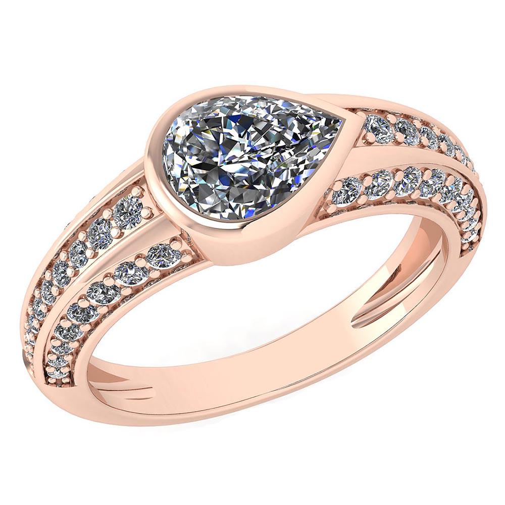 Certified 1.73 Ctw Diamond Wedding/Engagement Style 14K: Certified 1.73 Ctw Diamond Wedding/Engagement Style 14K Rose Gold Halo Ring (SI2/I1) -- Center Stone Weight ; 1.25 Ctw (1 Pcs Pear )Center Stone Color: White G-H Diamond Stone Clarity: SI2/I1 Center S
