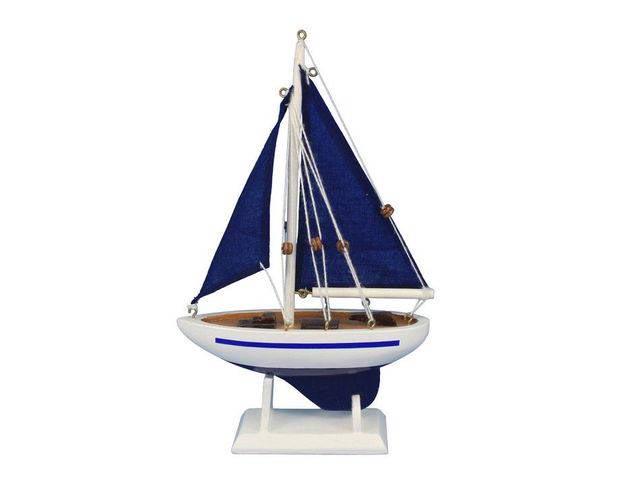Wooden Blue Pacific Sailer with Blue Sails Model Sailbo: Wooden Blue Pacific Sailer with Blue Sails Model Sailboat Decoration 9in. -- Weight:?1 LB Box Dimensions:?7in. x 3in. x 11in. (L x W x H) #21ST29982