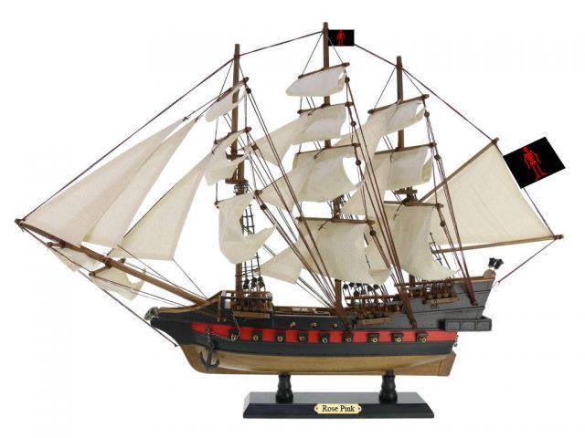 Wooden Ed Lows Rose Pink White Sails Limited Model Pira: Wooden Ed Lows Rose Pink White Sails Limited Model Pirate Ship 26in. -- Search for lost treasure as you set sail for adventure on the high seas aboard this scale tall model ship replica of Ed Lows Ros