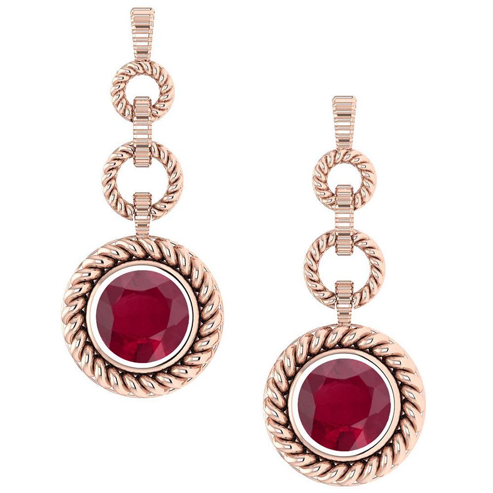 Certified 5.00 Ctw Ruby Wedding/Engagement Style 14k Ro: Certified 5.00 Ctw Ruby Wedding/Engagement Style 14k Rose Gold Halo Hanging Stud Earrings -- Center Stone Approx Weight ; 5.00 Ctw (2 Pcs Round) Stone Color: Ruby Center Stone Setting ; Bezel Metal We