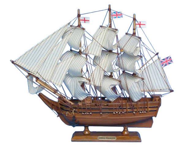 Wooden Charles Darwins HMS Beagle Model Ship 14in.: Wooden Charles Darwins HMS Beagle Model Ship 14in. -- Inspired by the?HMS Beagle famed exploration ship that carried naturalist Charles Darwin to the Galapagos Islands these adorable tall ships models
