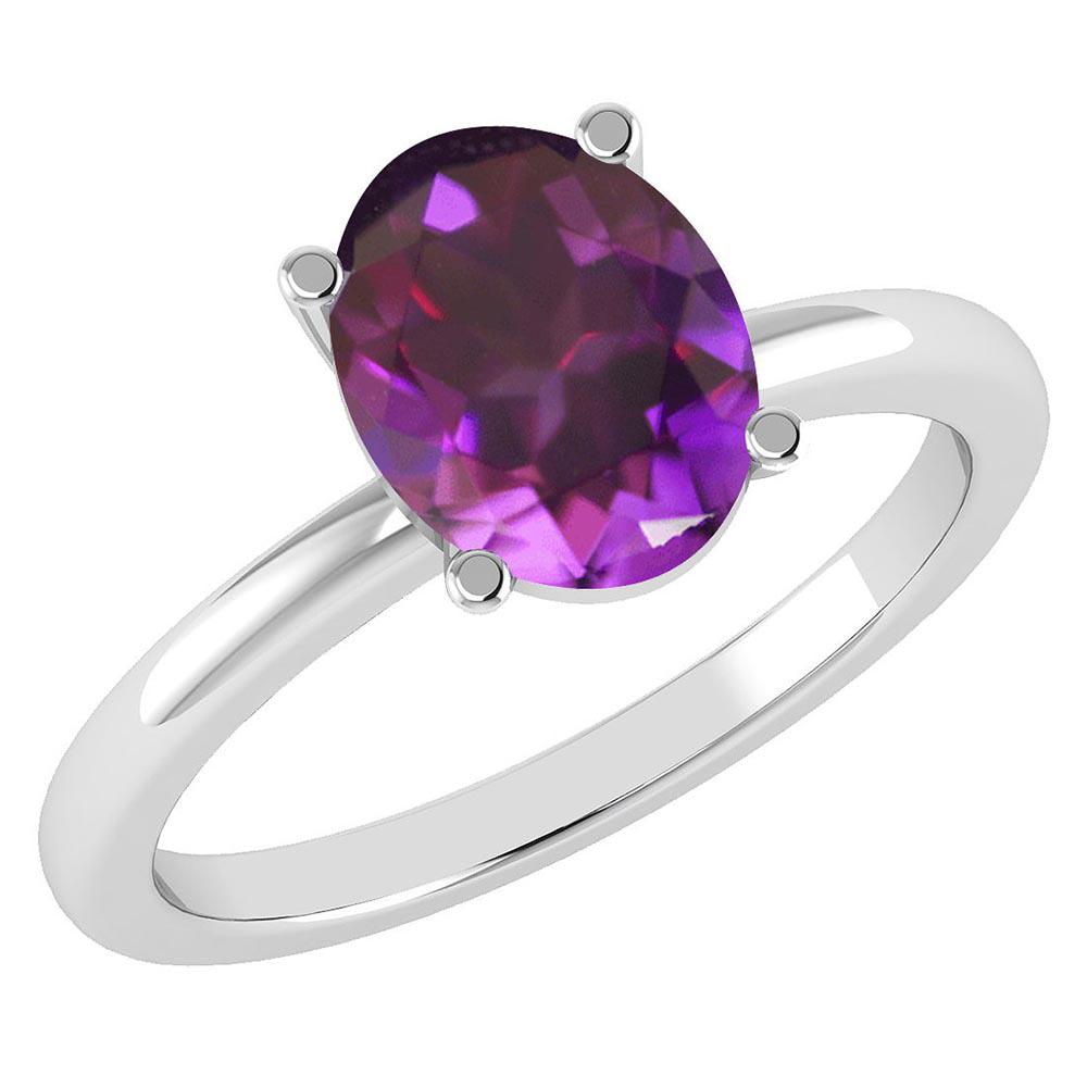 Certified 2.50 Ctw Amethyst 14K White Gold Solitaire Ri: Certified 2.50 Ctw Amethyst 14K White Gold Solitaire Ring Made In USA -- Center Stone Approx Weight ; 2.50 Ctw (1 Pcs Oval) Center Stone Color: Amethyst Center Stone Setting ; Prong Metal Weight Appro