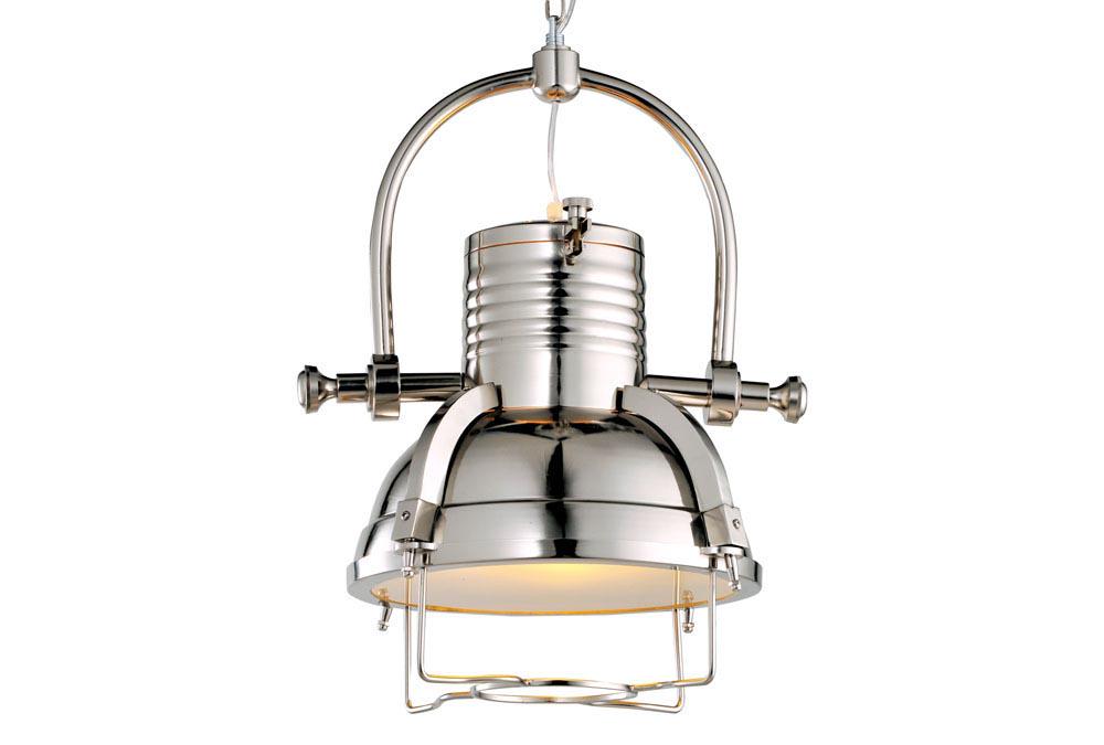 Large Steel Pendant Lamp: Large Steel Pendant Lamp -- This large overhead ship lamp is perfect for any spotlighted area that needs a lot of light coverage because the pendant rotates on a 180 degree. All lamps come with a wire