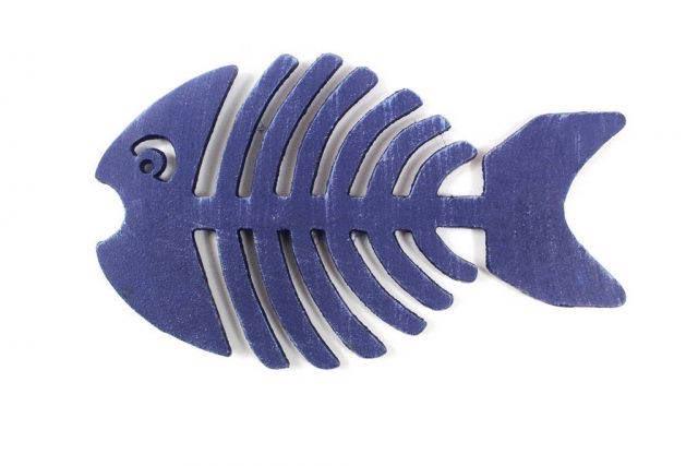 Rustic Dark Blue Cast Iron Fish Bone Trivet 11in.: Rustic Dark Blue Cast Iron Fish Bone Trivet 11in. -- Rustic Dark Blue Cast Iron Fish Bone Trivet 11in. #21ST42777