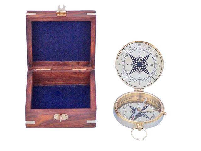 Solid Brass Emerson Poem Compass 4in. w/ Rosewood Box: Solid Brass Emerson Poem Compass 4in. w/ Rosewood Box -- Solid Brass Emerson Poem Compass 4in. w/ Rosewood Box #21ST14046