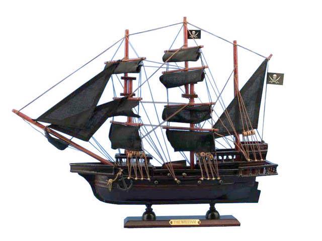 Wooden Calico Jacks The William Model Pirate Ship 20in.: Wooden Calico Jacks The William Model Pirate Ship 20in. -- Set sail for adventure on the high seas with Calico Jack aboard this tall pirate ship model of his flagship the William.? These handsome tall