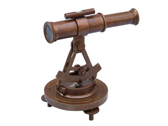 Antique Brass Brass Alidade Compass 7in.: Antique Brass Brass Alidade Compass 7in. -- The Hampton Nautical Antique Brass Alidade Compass 7in. with telescope and bubble level is a beautiful nautical gem. Its beauty proves to be a perfect accen