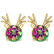 Certified 12.00 Ctw Mystic Topaz Stud Earrings 14K Gold