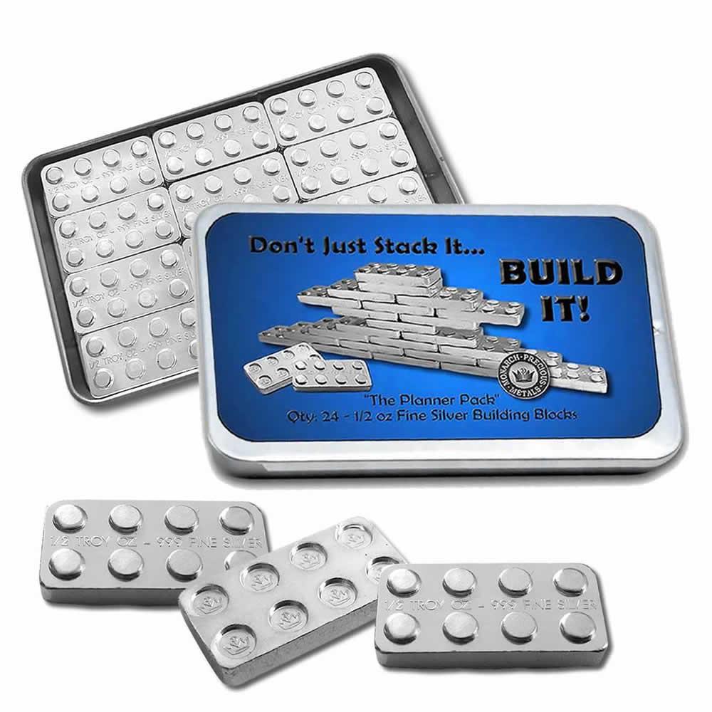 1/2 oz Silver Building Block Bar - 24pc. Set: 1/2 oz Silver Building Block Bar - 24pc. Set -- 1/2 oz Silver Building Block Bar - 24pc. Set #21ST51570