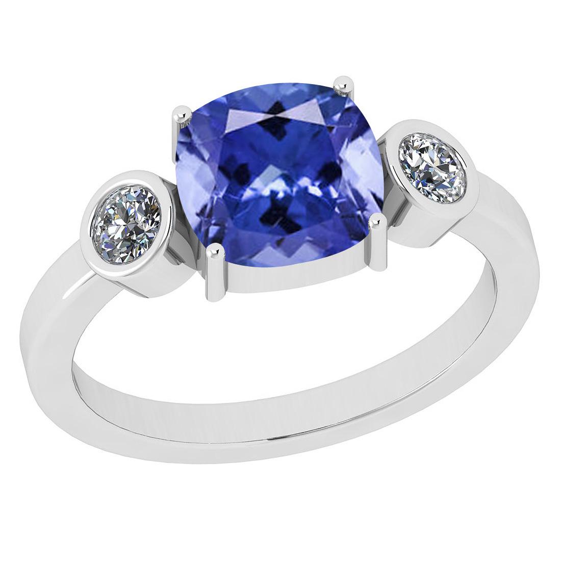 Certified 2.15 Ctw Tanzanite And Diamond VS/SI1 14K Whi: Certified 2.15 Ctw Tanzanite And Diamond VS/SI1 14K White Gold Victorian Style Anniversary Ring -- Color Stone Approx Weight: 1.96 Ctw (1 pcs Cushion Cut) Center Stone Color: Tanzanite Center Stone Se