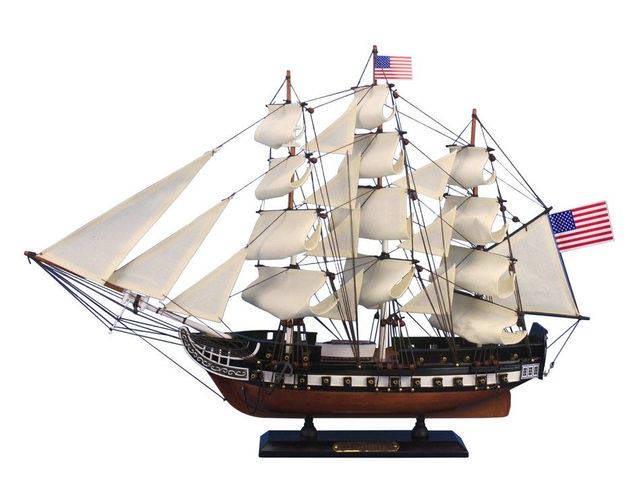 Wooden USS Constitution Tall Model Ship 24in.: Wooden USS Constitution Tall Model Ship 24in. -- Fine craftsmanship and attention to detail highlight this scale tall model ship replica of ?Old Ironsides? the US Navy?s oldest and most famous fightin