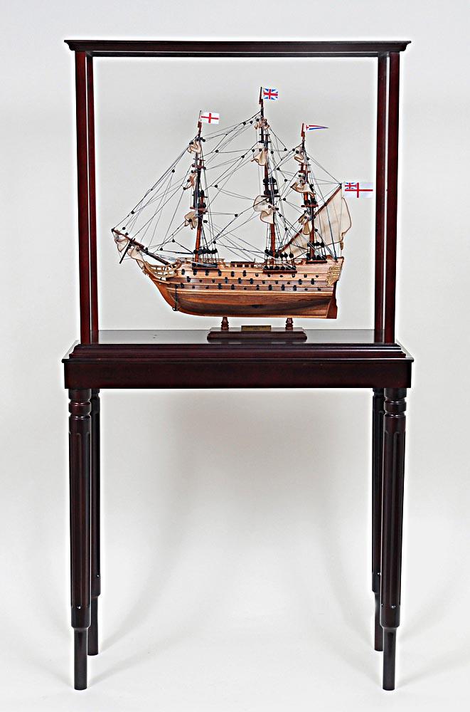 Display Case for Tall Ship L40 with Legs: Display Case for Tall Ship L40 with Legs -- This beautiful display case was made out of hard wood and painted in dark mahogany color. It has plexiglass panels on all sides. It is a perfect display cas