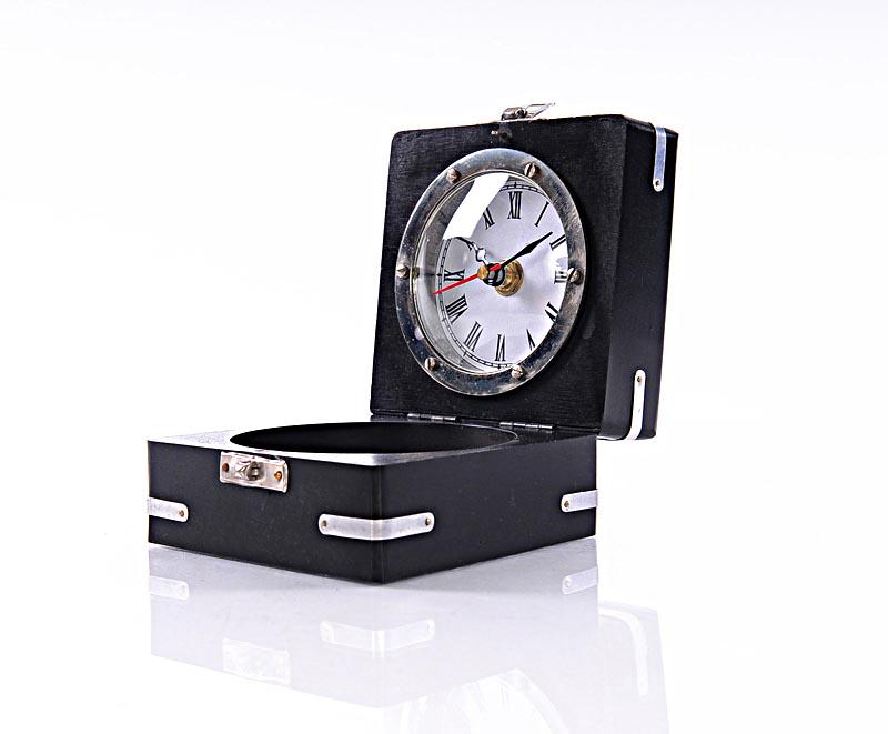 BRASS COMPASS & CLOCK W/WOODEN CASE: BRASS COMPASS & CLOCK W/WOODEN CASE -- The perfect gift for him! This handsome clock and compass embody the values of staying on time and in the right direction like a true navigator. On the bottom of
