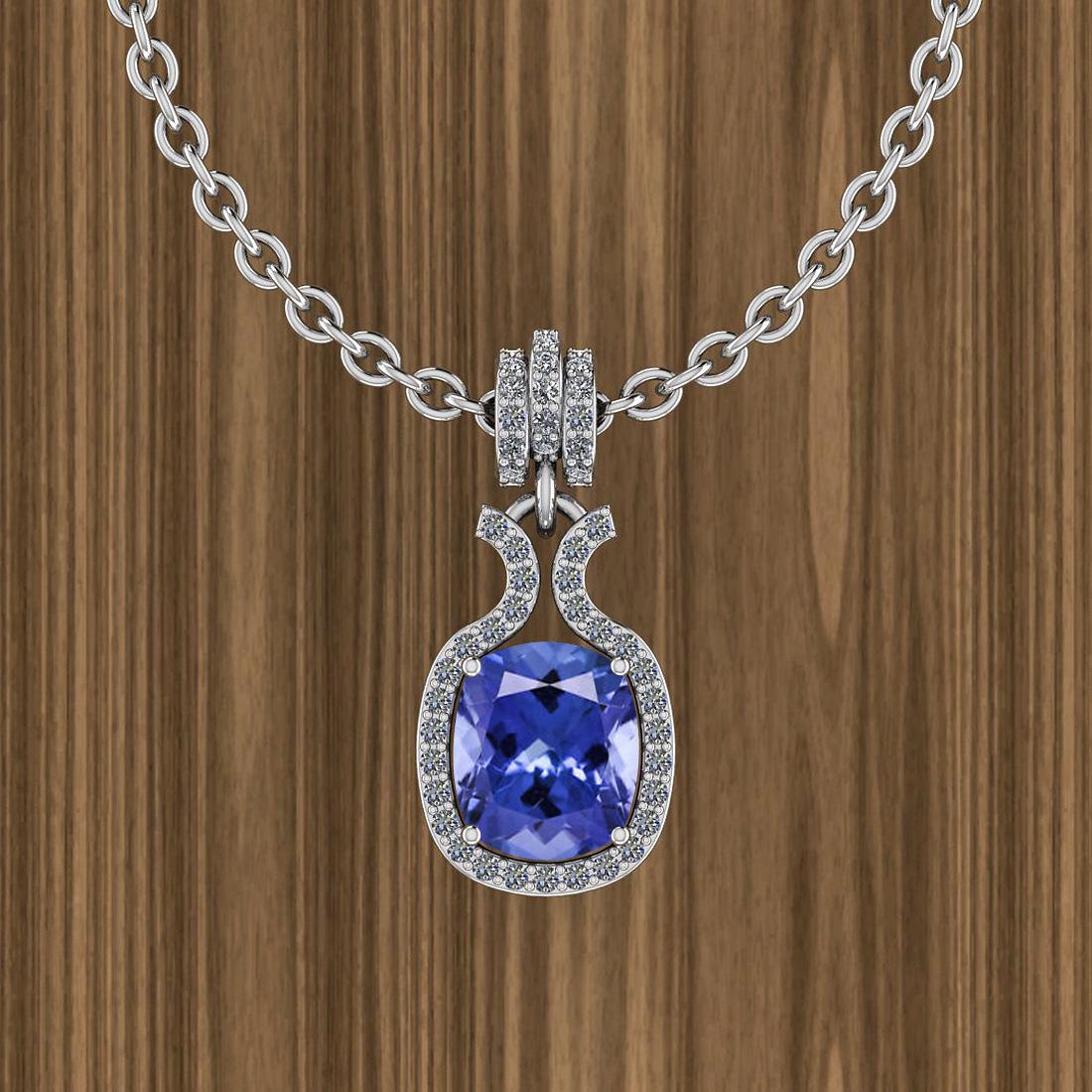 Certified 1.96 Ctw Tanzanite And Diamond VS/SI1 14K Whi: Certified 1.96 Ctw Tanzanite And Diamond VS/SI1 14K White Gold Victorian Style Pendant Necklace -- Color Stone Approx Weight: 1.70 Ctw (1 pcs Cushion Cut) Center Stone Color: Tanzanite Center Stone Se