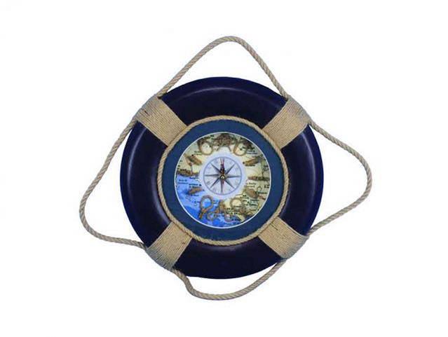 Vintage Blue Decorative Lifering Clock 15in.: Vintage Blue Decorative Lifering Clock 15in. -- Weight:?2 LB Box Dimensions:?16in. x 3in. x 16in. (L x W x H) #21ST29737