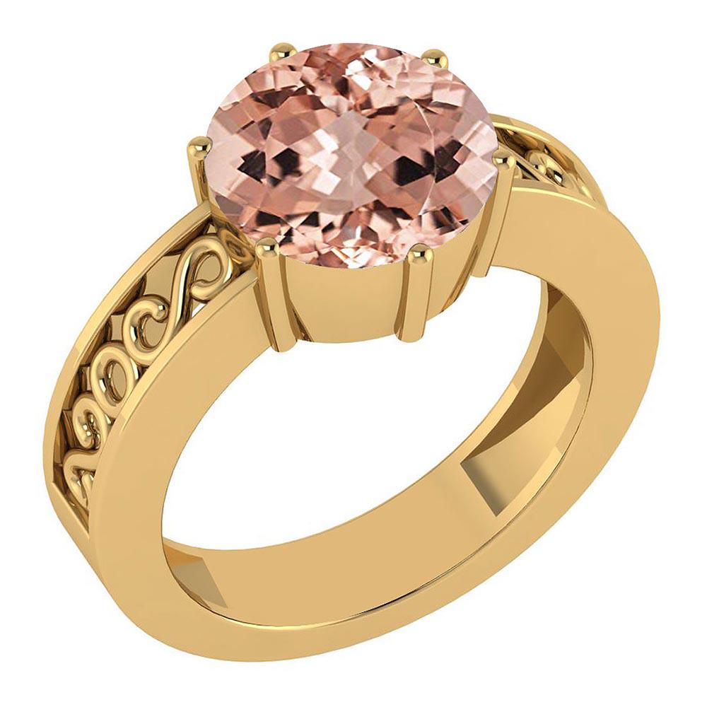 Certified 1.25 Ctw Morganite Solitaire Ring with Filigr: Certified 1.25 Ctw Morganite Solitaire Ring with Filigree Style 14K Yellow Gold Made In USA -- Center Stone Weight ; 1.25 Ctw (1 Pcs Round) Center Stone Color: Morganite Center Stone Setting ;6 Prong 