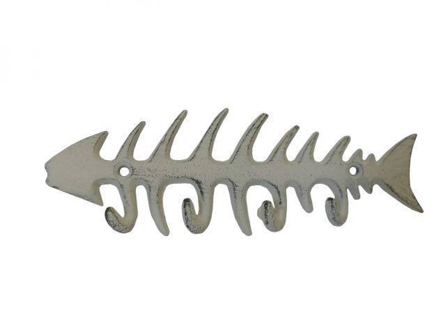 Aged White Cast Iron Fish Bone Key Rack 8in.: Aged White Cast Iron Fish Bone Key Rack 8in. -- Weight:?1 LB Box Dimensions:?10in. x 5in. x 4in. (L x W x H) #21ST29689