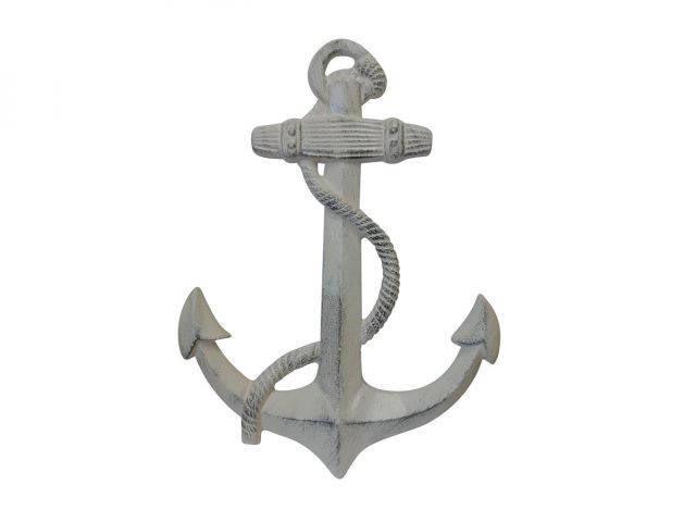 Aged White Cast Iron Anchor 17in.: Aged White Cast Iron Anchor 17in. -- Weight: 2 LB Box Dimensions: 19in. x 15in. x 3in. (L x W x H) #21ST29627
