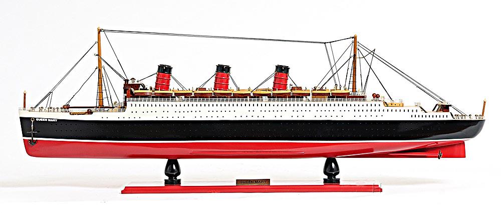 Queen Mary L100: Queen Mary L100 -- 40?L. This model of the Queen Mary captures almost all the details of the original ship. Painted in red white and black this model was 100% handcrafted from scratch using the ?plank