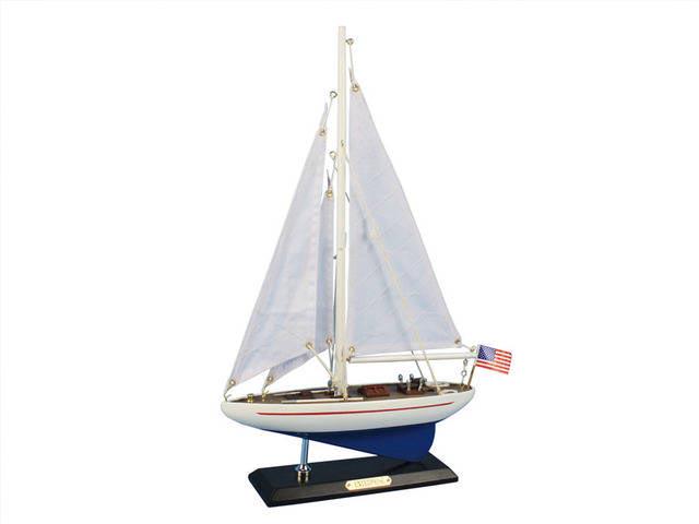 Wooden Enterprise Model Sailboat Decoration 16in.: Wooden Enterprise Model Sailboat Decoration 16in. -- Weight:?1 LB Box Dimensions:?15in. x 4in. x 5in. (L x W x H) #21ST29625