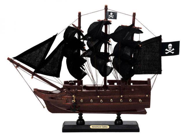 Wooden Captain Kidds Adventure Galley Black Sails Model: Wooden Captain Kidds Adventure Galley Black Sails Model Pirate Ship 12in. -- Wooden Captain Kidds Adventure Galley Black Sails Model Pirate Ship 12in. #21ST94681