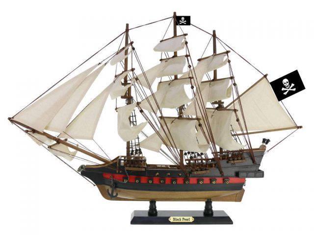 Wooden Black Pearl White Sails Limited Model Pirate Shi: Wooden Black Pearl White Sails Limited Model Pirate Ship 26in. -- Wooden Black Pearl White Sails Limited Model Pirate Ship 26in. #21ST94809