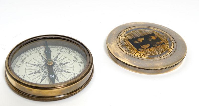 Beetles Compass w leather case: Beetles Compass w leather case -- This is a fully functional Poem Compass. This poem compass features a beautiful Beatles cover from 1964. Inside is the poem The Road Not Taken written by famous poet 