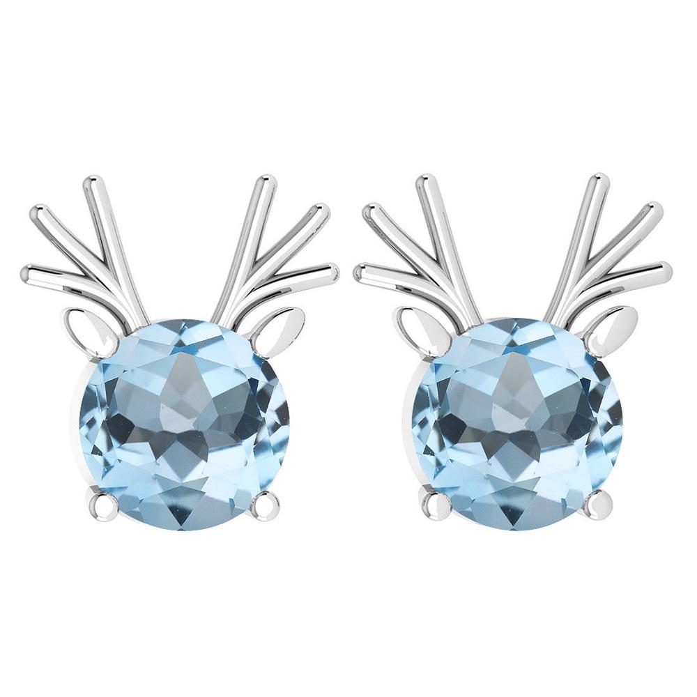 Certified 12.00 Ctw Blue Topaz Stud Earrings 14K Gold W: Certified 12.00 Ctw Blue Topaz Stud Earrings 14K Gold White Gold Made In USA -- Center Stone Approx Weight ; 12.00 Ctw (2 Pcs Round) Center Stone Color: Blue Topaz Center Stone Setting ; Prong Metal A