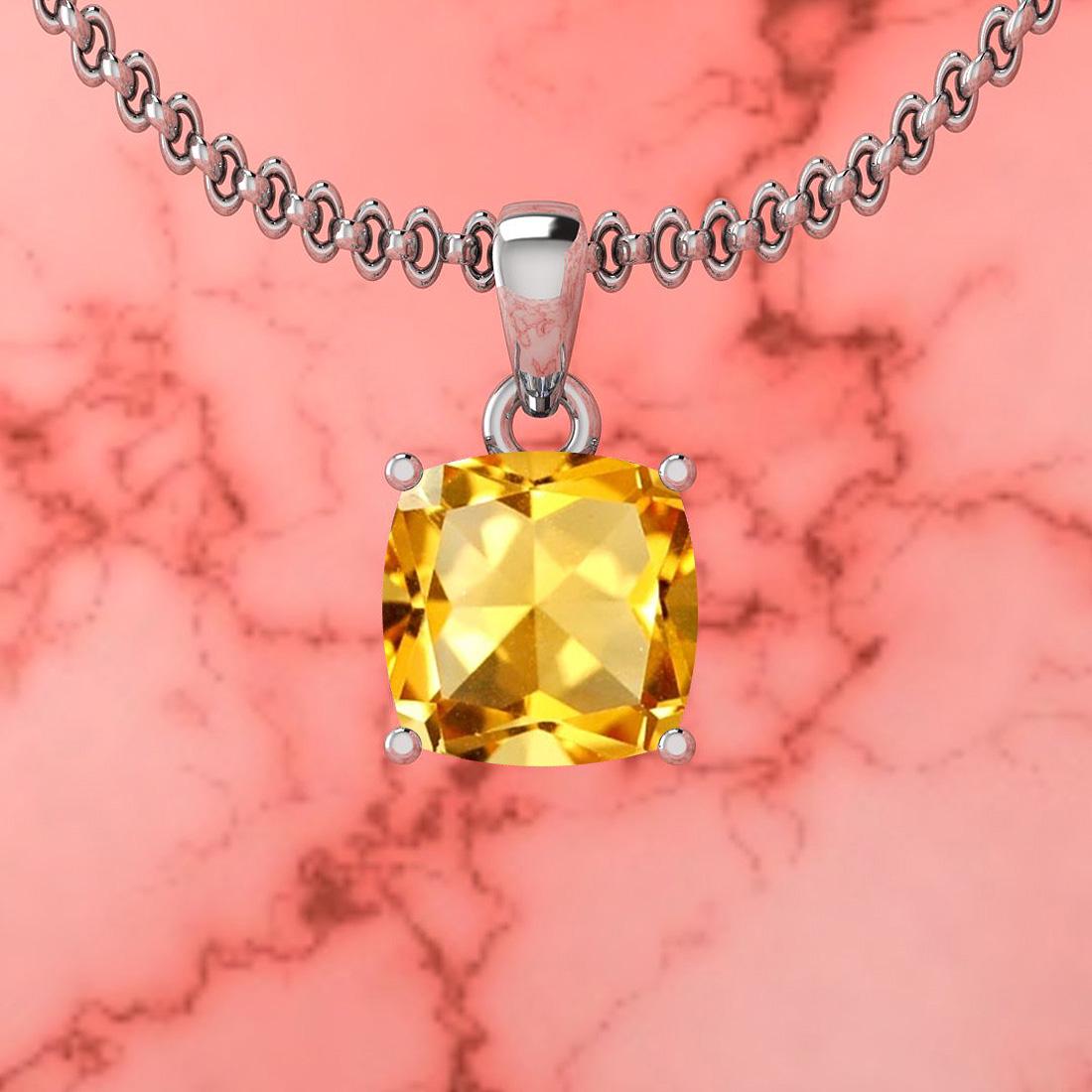 Certified 2.00 Ctw Citrine 18K White Gold Solitaire Pen: Certified 2.00 Ctw Citrine 18K White Gold Solitaire Pendant -- Color Stone Approx Weight: 2.00 Ctw (1Pcs Cushion) Center Stone Color: Citrine Center Stone Setting: Prong Metal Approx Weight: 2.50 Gram