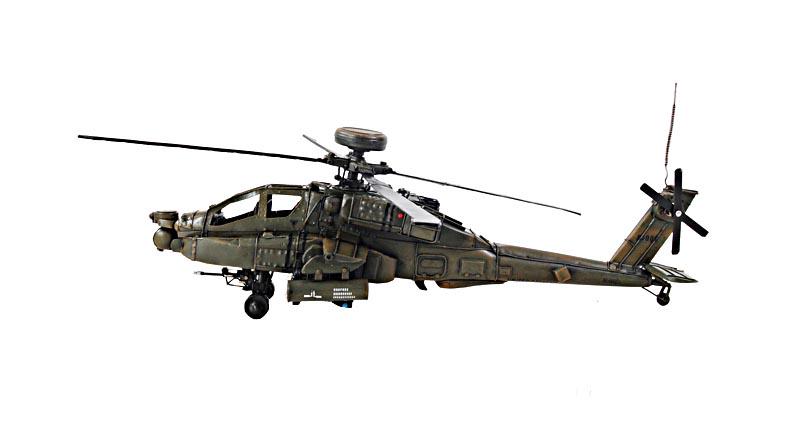 1976 BOEING AH-64 APACHE 1:32-SCALE: 1976 BOEING AH-64 APACHE 1:32-SCALE -- This 1976 Boeing AH-64 Apache is the US Army?s primary attack helicopter and the most advanced helicopter gunship flying today. It?s handcrafted in iron frame wi