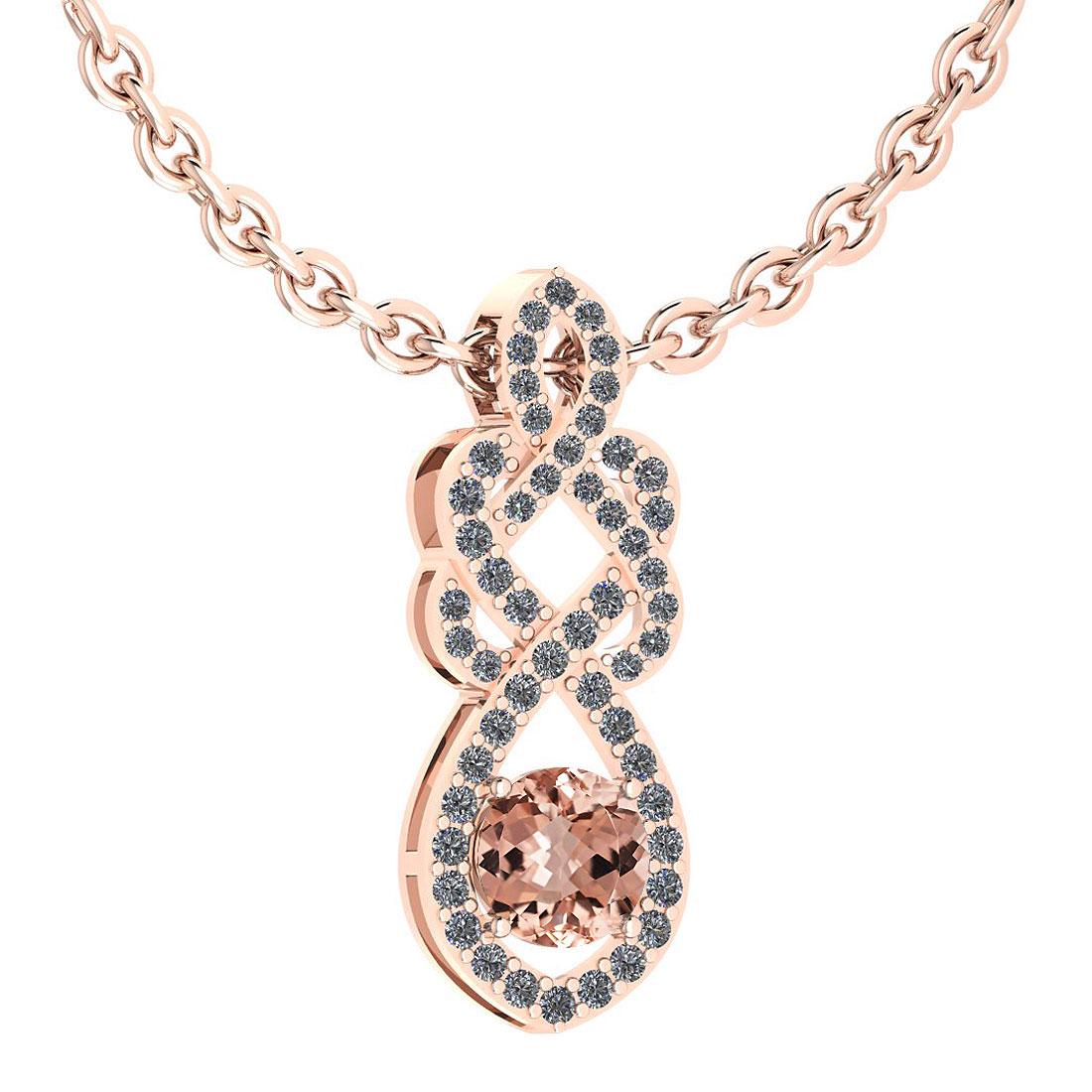 Certified 1.26 Ctw Morganite And Diamond VS/SI1 Necklac: Certified 1.26 Ctw Morganite And Diamond VS/SI1 Necklace 14K Rose Gold Made In USA -- Center Stone Approx Weight ; 0.84 Ctw (1 Pcs Round) Center Stone Color: Morganite Center Stone Setting ; Prong Sid