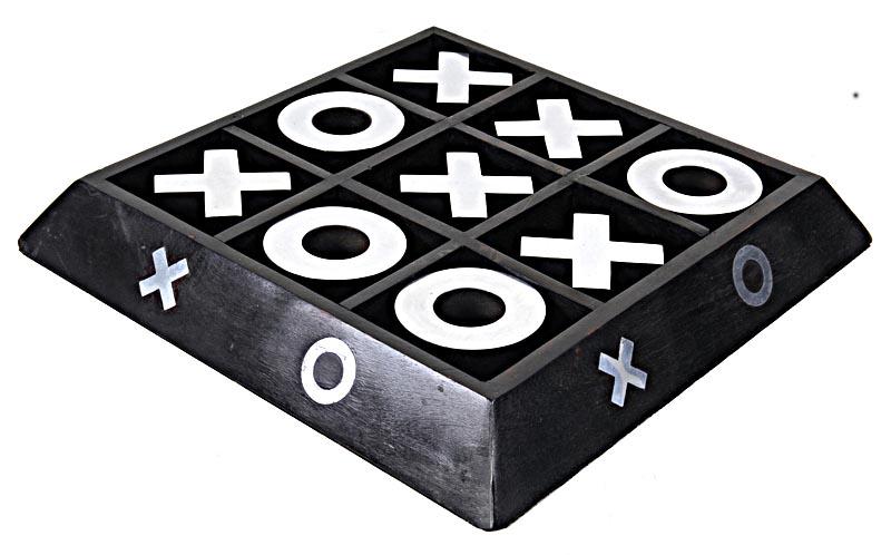 WOODEN/ ALUMINIUM ''X-O'' GAME BLK/NKL: WOODEN/ ALUMINIUM ''X-O'' GAME BLK/NKL -- The first hints of the game tic-tac-toe appeared in the Roman Empire near the first century BC. Variations appeared over time until finally the game turned in