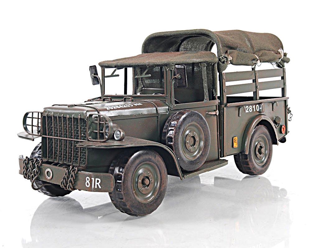 Vintage Dodge M42 Command: Vintage Dodge M42 Command -- Description:?Drive back in time with this iconic 1950?s M42 Command Truck from the World War II era. Handcrafted of iron with a scale of 1:14. This Dodge M42 model comes w