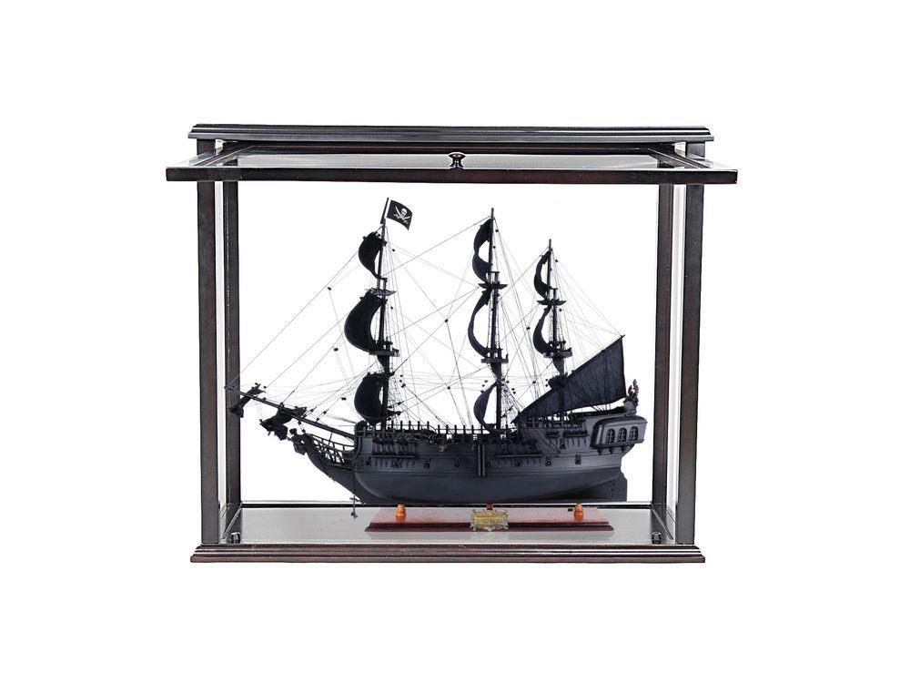 Black Pearl Midsize With Display Case Front Open: Black Pearl Midsize With Display Case Front Open -- Are you looking for a perfect display combination? Black Pearl Pirate Ship 28? model and front open display case combo will sure to set your home or