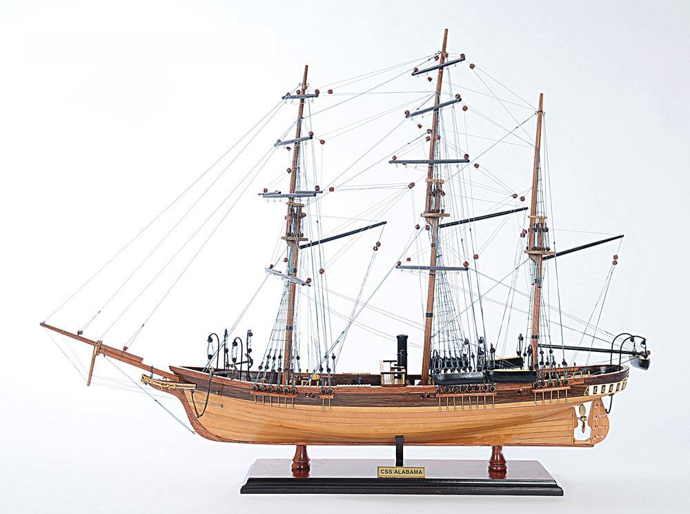 CSS Alabama w/o Sail: CSS Alabama w/o Sail -- A great item for Civil War buffs! This is an outstanding FULLY ASSEMBLED wood model of the C.S.S. Alabama, the Confederate States ship that menaced Union merchant and naval ves