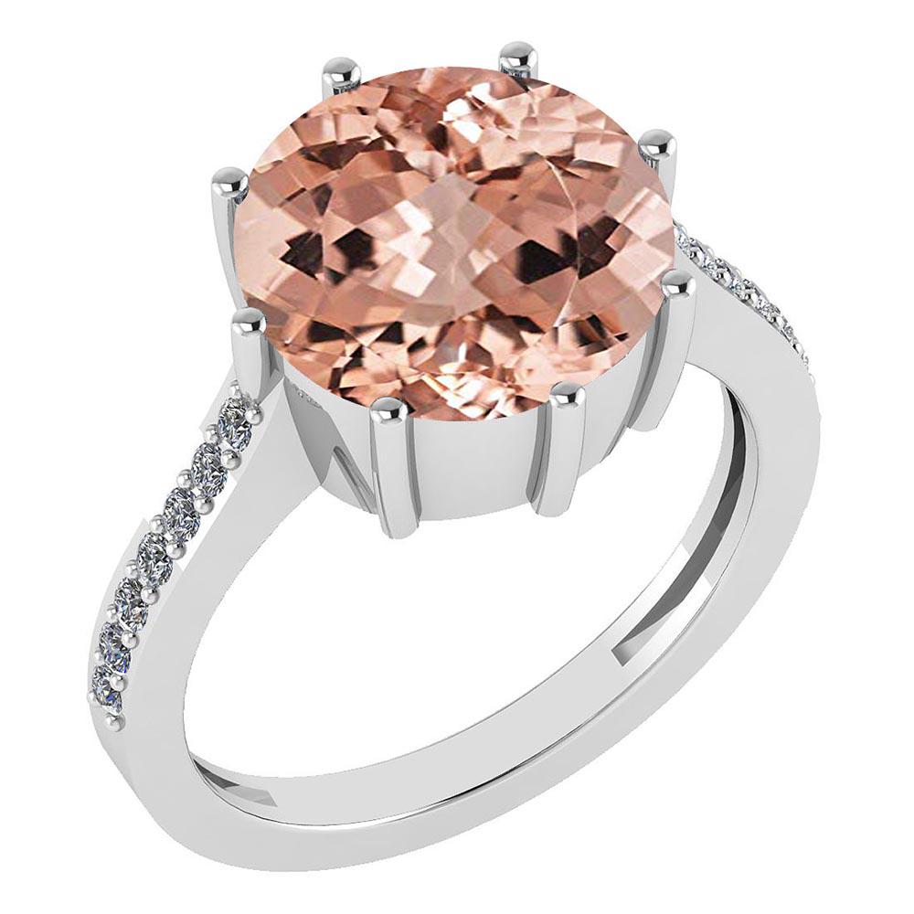 Certified 2.14 Ctw Morganite And Diamond VS/SI1 Engagem: Certified 2.14 Ctw Morganite And Diamond VS/SI1 Engagement Ring 14K White Gold Made In USA -- Center Stone Approx Weight ; 2.00 Ctw (1 Pcs Round) Center Stone Color: Morganite Center Stone Setting ;8 