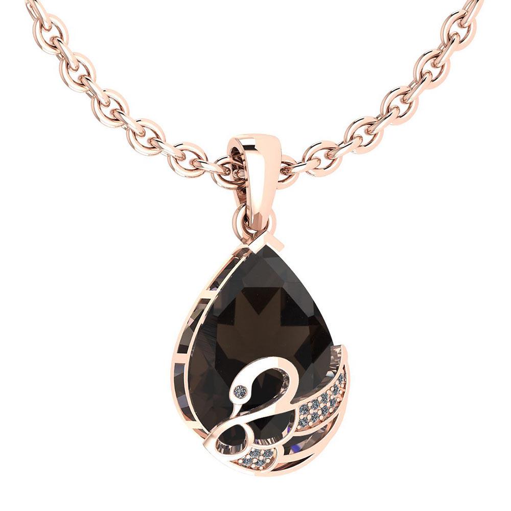 Certified 7.40 Ctw Smoky Quartz And Diamond VS/SI1 Neck