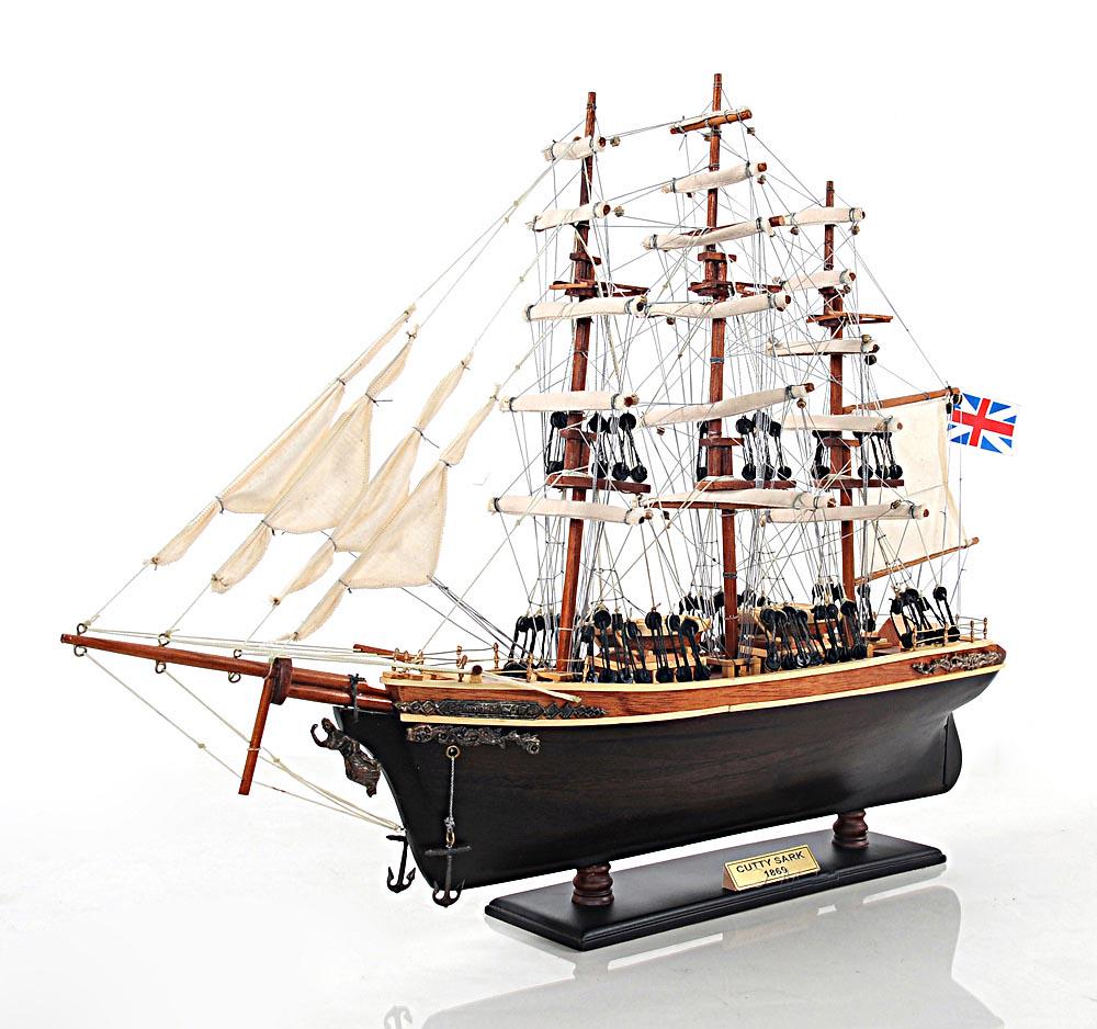 Cutty Sark Small: Cutty Sark Small -- Our Cutty Sark model is scratched built plank on frame and strip by strip of exotic wood put together. It is completely hand built by skillful and creative master craftsmen; you wi