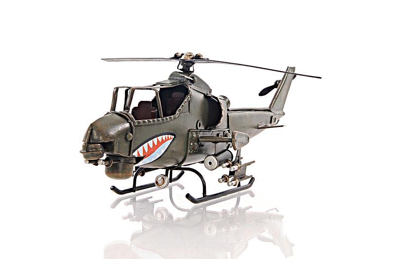 1960S BELL AH-1G COBRA 1:16-SCALE: 1960S BELL AH-1G COBRA 1:16-SCALE -- Fly back in time with this iconic 1960 Bell AH-1 Cobra the backbone of the United States Army attack helicopter. Handcrafted in iron with a scale of 1:16. This AH-